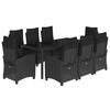 vidaXL Ensemble &agrave; manger de jardin 9pcs coussins noir r&eacute;sine tress&eacute;e