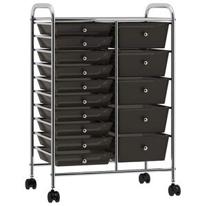 vidaXL Chariot de rangement mobile &agrave; 15 tiroirs XXL Noir Plastique