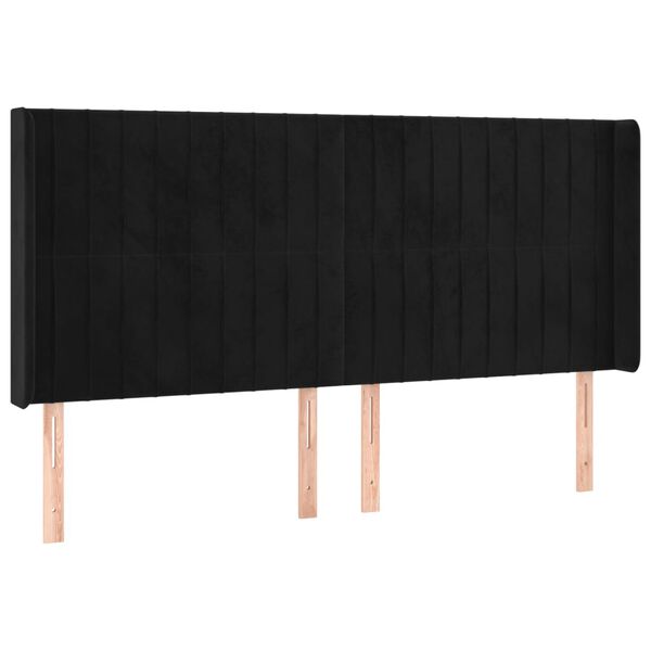 vidaXL T&ecirc;te de lit &agrave; LED Noir 183x16x118/128 cm Velours