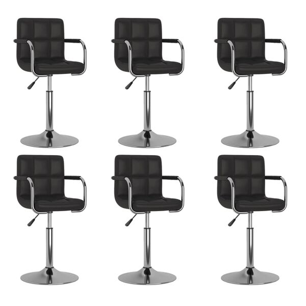 vidaXL Chaises pivotantes &agrave; manger lot de 6 noir similicuir