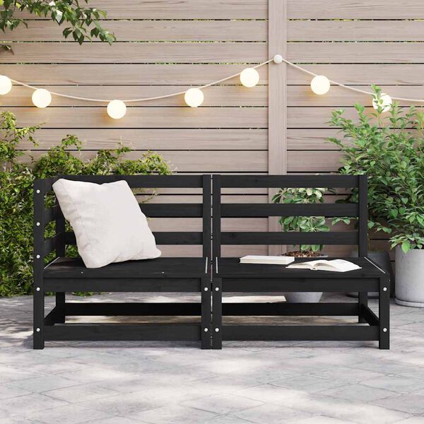 vidaXL Salon de jardin 2 pcs noir bois de pin massif