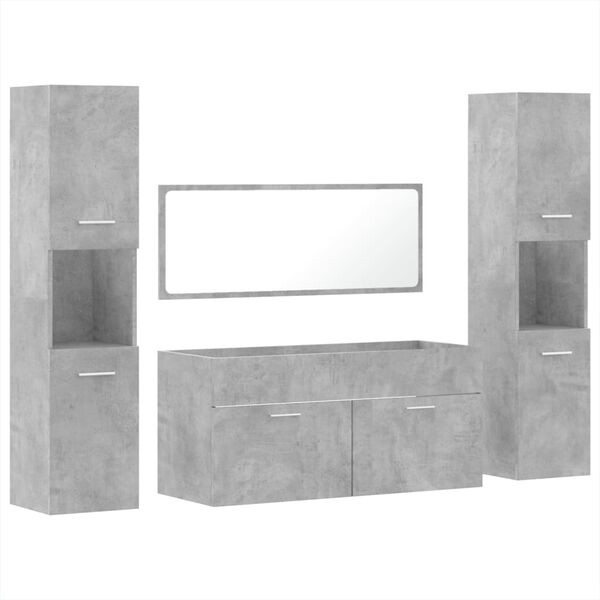 vidaXL Ensemble de meubles de salle de bain 4 pcs gris b&eacute;ton