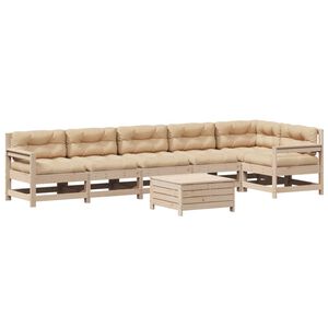 vidaXL Salon de jardin 7 pcs avec coussins Bois de pin massif