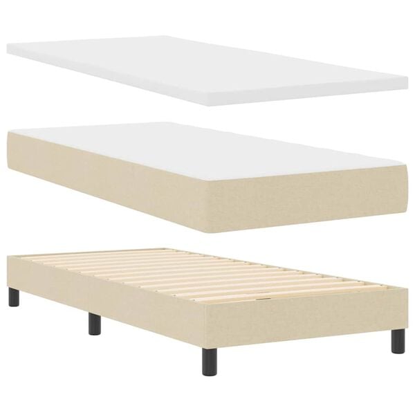 vidaXL Lit &agrave; ressorts avec matelas Cr&egrave;me 100 x 200 cm tissu