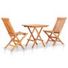 vidaXL Ensemble de bistro 3 pcs avec coussins noir Bois de teck massif