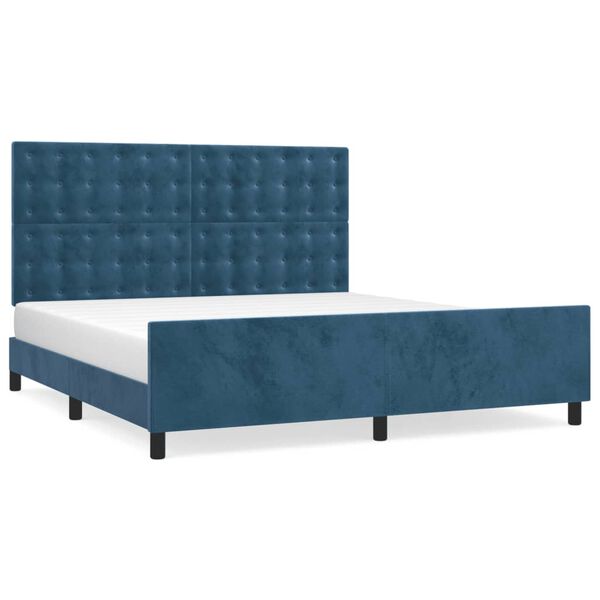 vidaXL Cadre de lit sans matelas bleu fonc&eacute; 160x200 cm velours
