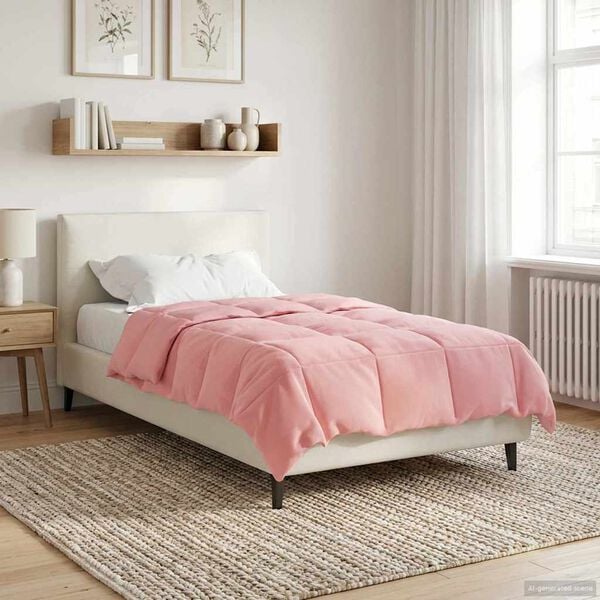 vidaXL Duvet d'&eacute;t&eacute; simple Matelass&eacute; Rose 135 x 220 cm Microfibre