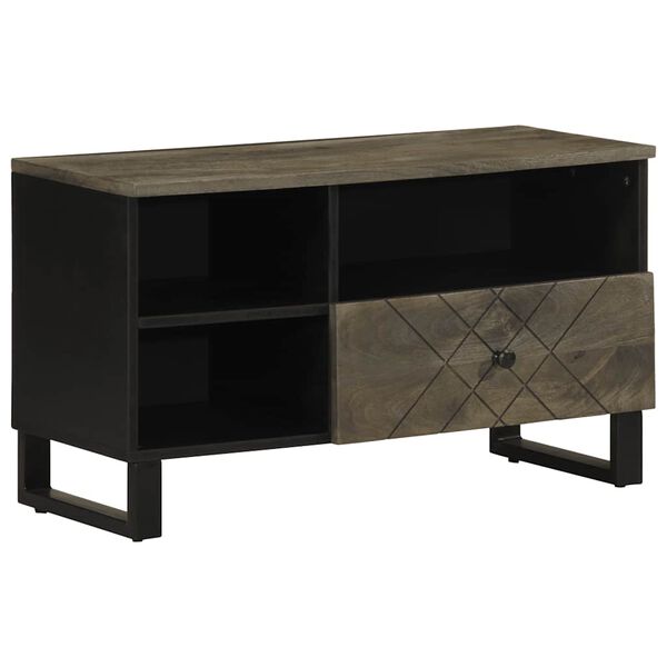vidaXL Meuble TV noir 80x33x46 cm bois massif de manguier