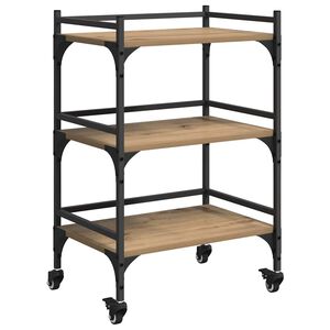 vidaXL Chariot de cuisine Ch&ecirc;ne artisanal 50 x 35 x 75,5 cm