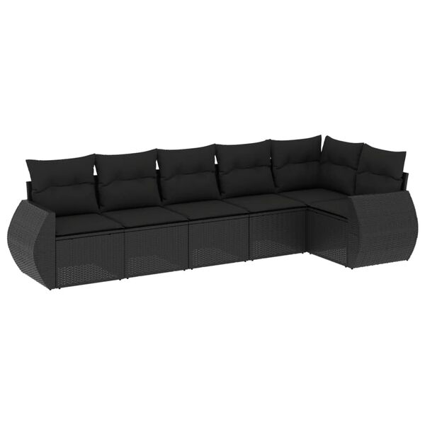 vidaXL Salon de jardin 6 pcs avec coussins noir r&eacute;sine tress&eacute;e