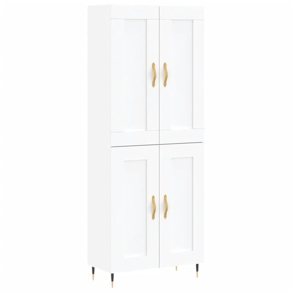 vidaXL Buffet haut Blanc 69,5x34x180 cm Bois d'ing&eacute;nierie