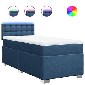 vidaXL Sommier &agrave; lattes de lit avec matelas Bleu 80x200 cm Tissu