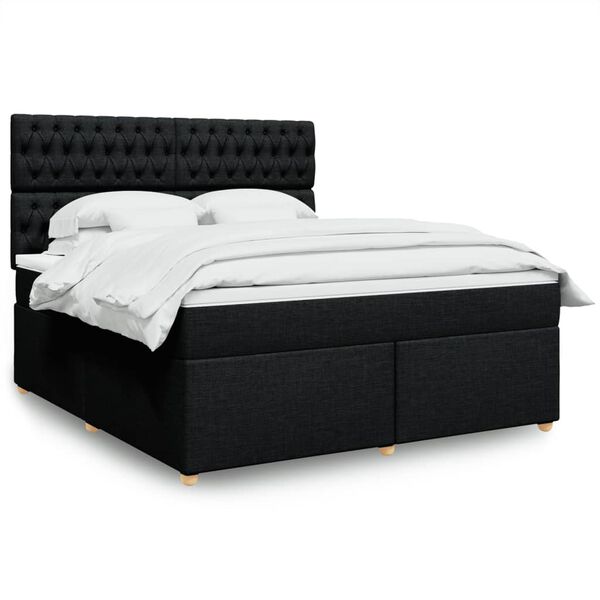 vidaXL Sommier &agrave; lattes de lit avec matelas Noir 180x200 cm Tissu
