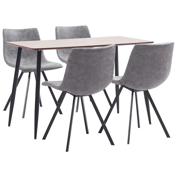 vidaXL Ensemble de salle &agrave; manger 5 pcs Gris Similicuir