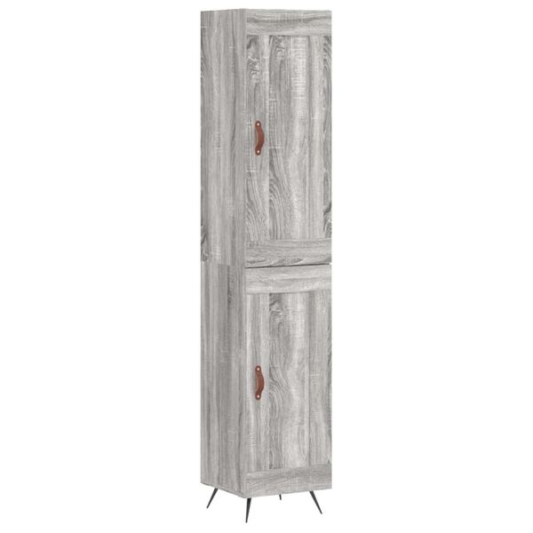 vidaXL Buffet haut Sonoma gris 34,5x34x180 cm Bois d'ing&eacute;nierie