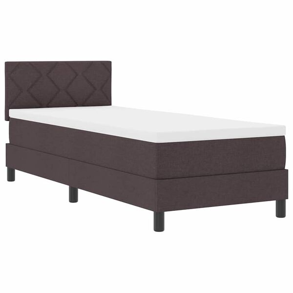 vidaXL Lit &agrave; ressorts avec matelas Marron fonc&eacute; 80 x 200 cm tissu
