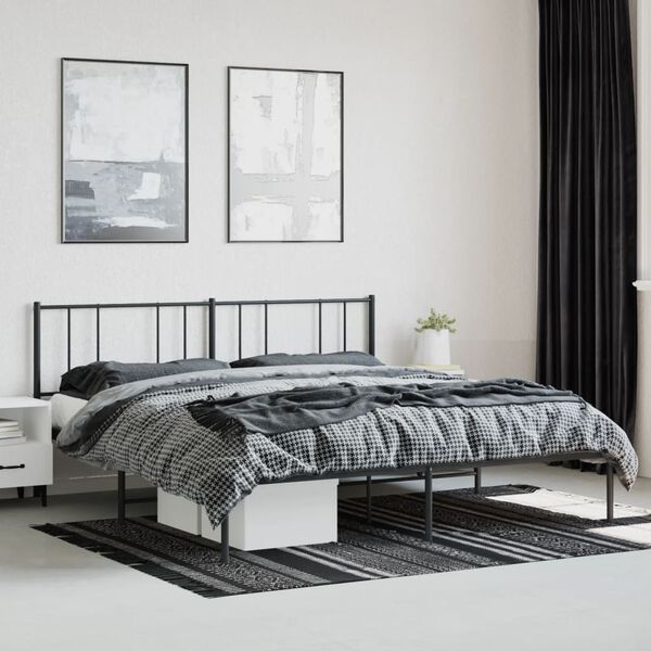 vidaXL Cadre de lit m&eacute;tal sans matelas et t&ecirc;te de lit noir 180x200 cm