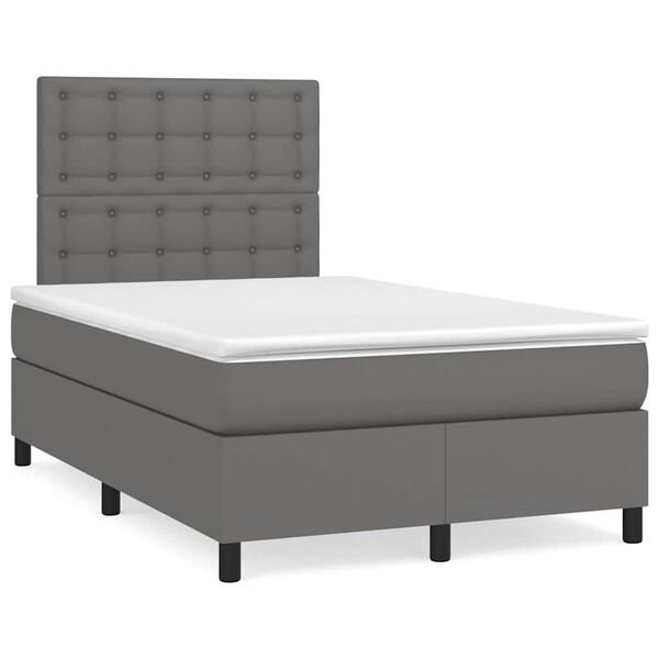 vidaXL Sommier &agrave; lattes de lit matelas LED gris 120x190 cm similicuir