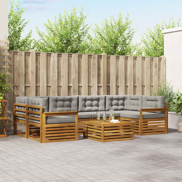 vidaXL Ensemble de canap&eacute;s d'ext&eacute;rieur 7 pcs Gris Naturel et Clair