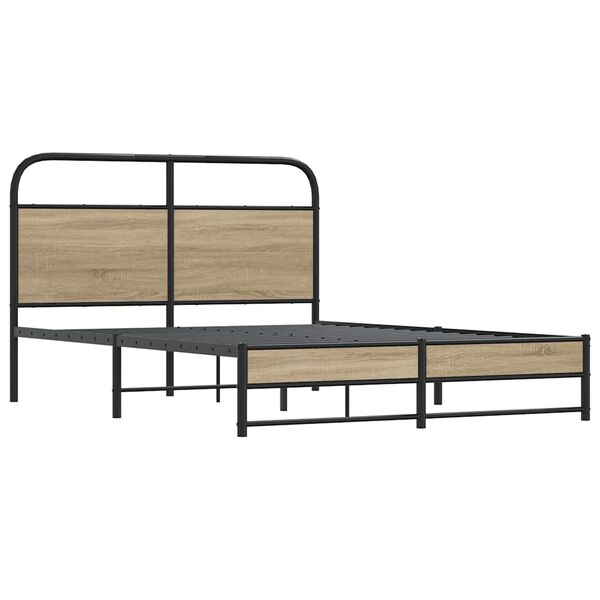 vidaXL Cadre de lit sans matelas 140x190 cm ch&ecirc;ne fum&eacute; bois ing&eacute;nierie