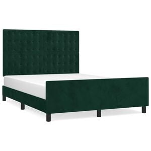 vidaXL Cadre de lit sans matelas vert fonc&eacute; 140x190 cm velours
