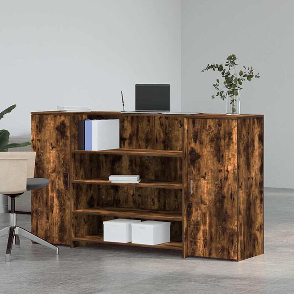 vidaXL Bureau de réception chêne fumé 180x50x103,5cm bois d'ingénierie