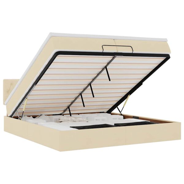 VidaXL Cadre de lit ottoman avec matelas cr&egrave;me 200x200 cm tissu