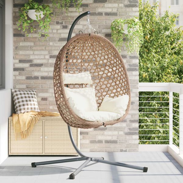 vidaXL Chaise suspendue Cr&egrave;me claire 104 x 100 x 191 cm polyrotin
