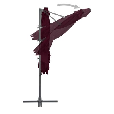 vidaXL Parasol déporté avec mât en acier Rouge bordeaux 250x250 cm