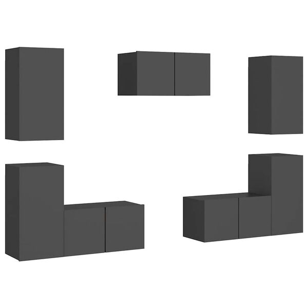 vidaXL Ensemble de meubles TV 7 pcs Gris Bois d&rsquo;ing&eacute;nierie