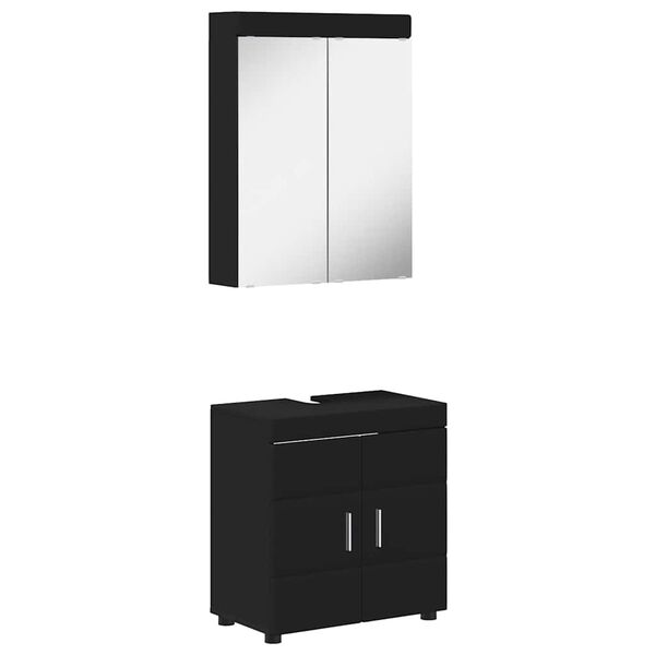 vidaXL Ensemble de mobilier de salle de bain avec &eacute;tag&egrave;re TULUM Noir