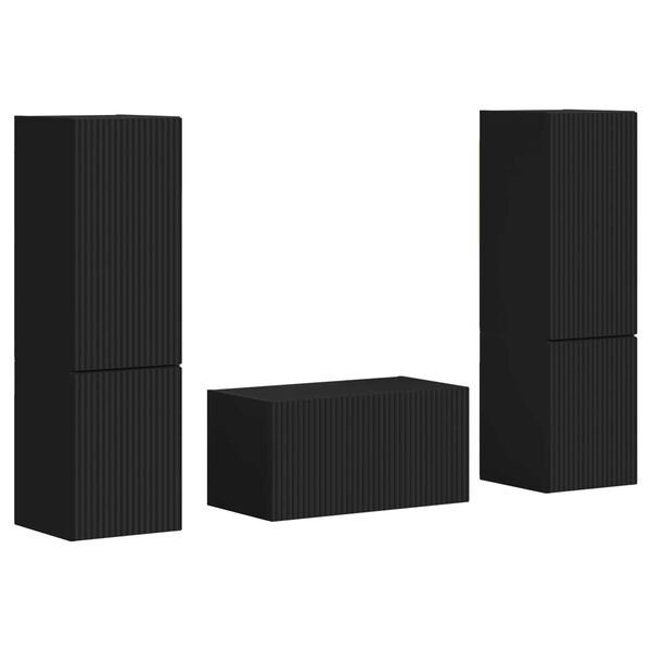 vidaXL Ensemble meuble TV 5 pcs Noir Bois d'ing&eacute;nierie