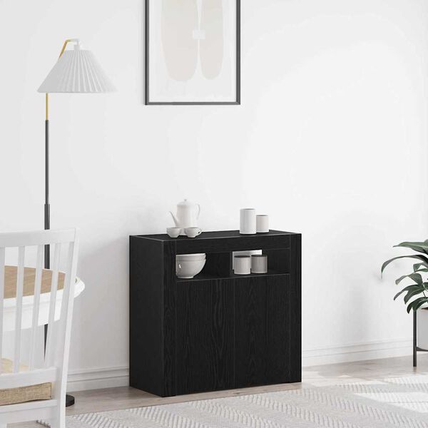 vidaXL Buffet Noir 80 x 35 x 75 cm Bois d'ing&eacute;nierie