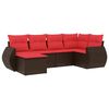 vidaXL Ensemble de canap&eacute; de jardin 6 pcs avec coussins marron r&eacute;sine tress&eacute;e