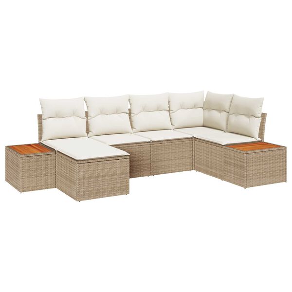 vidaXL Ensemble de canap&eacute; de jardin 6 pcs Beige et cr&egrave;me Poly Rattan