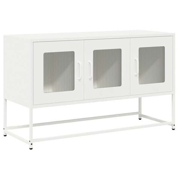 vidaXL Meuble TV blanc 100,5x39x60,5 cm acier lamin&eacute; &agrave; froid