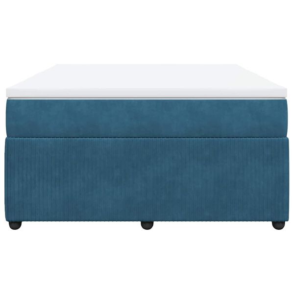 vidaXL Sommier &agrave; lattes de lit et matelas Bleu fonc&eacute; 160x200cm Velours