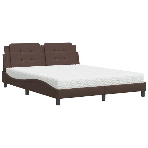 vidaXL Lit avec matelas Zadar marron 160x200 cm similicuir