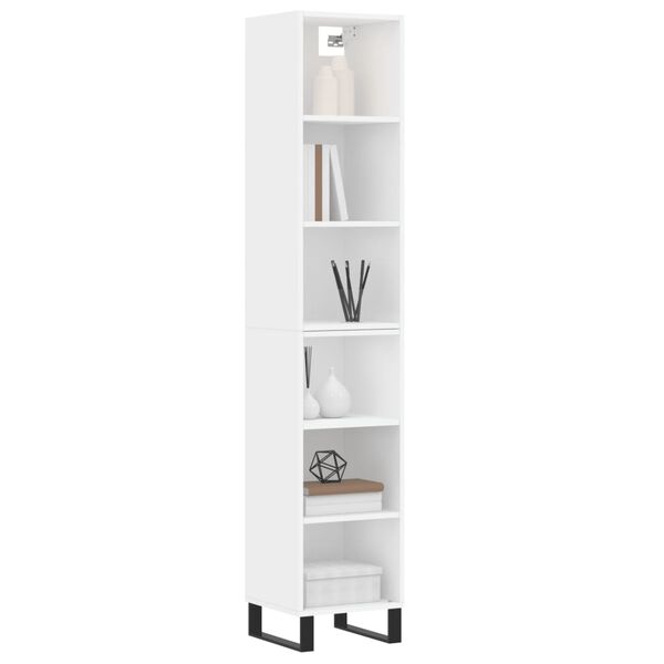 vidaXL Buffet haut Blanc 34,5x32,5x180 cm Bois d'ing&eacute;nierie