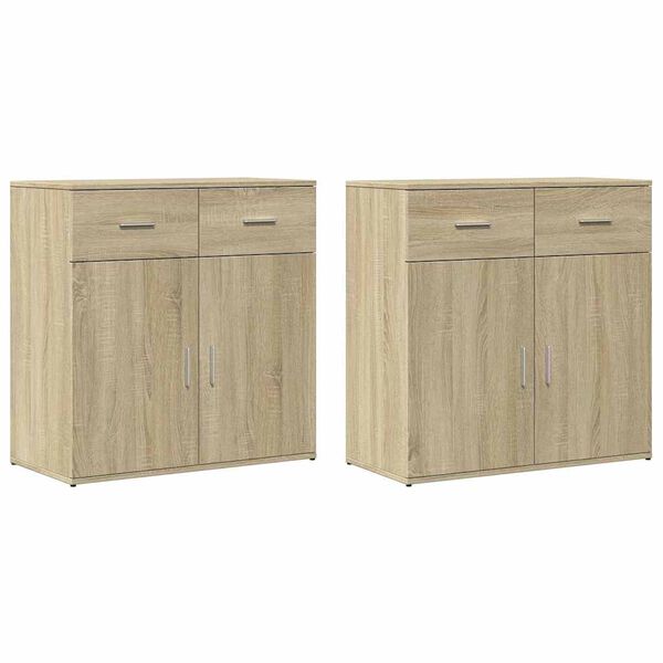 vidaXL Buffets 2 pcs ch&ecirc;ne sonoma 79x38x80 cm bois d'ing&eacute;nierie