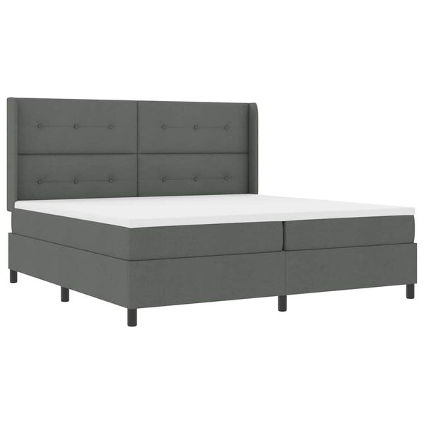 vidaXL Lit &agrave; ressorts avec matelas Gris fonc&eacute; 200 x 200 cm tissu