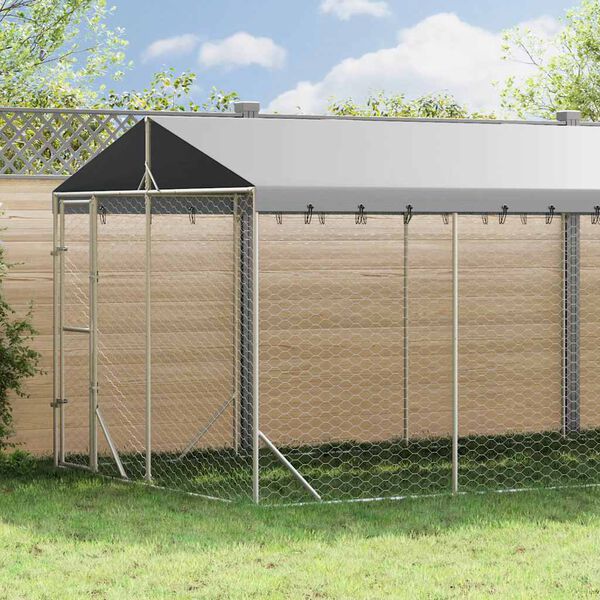 vidaXL Chenil d'ext&eacute;rieur pour chiens avec toit argent&eacute; 3x9x2,5 m