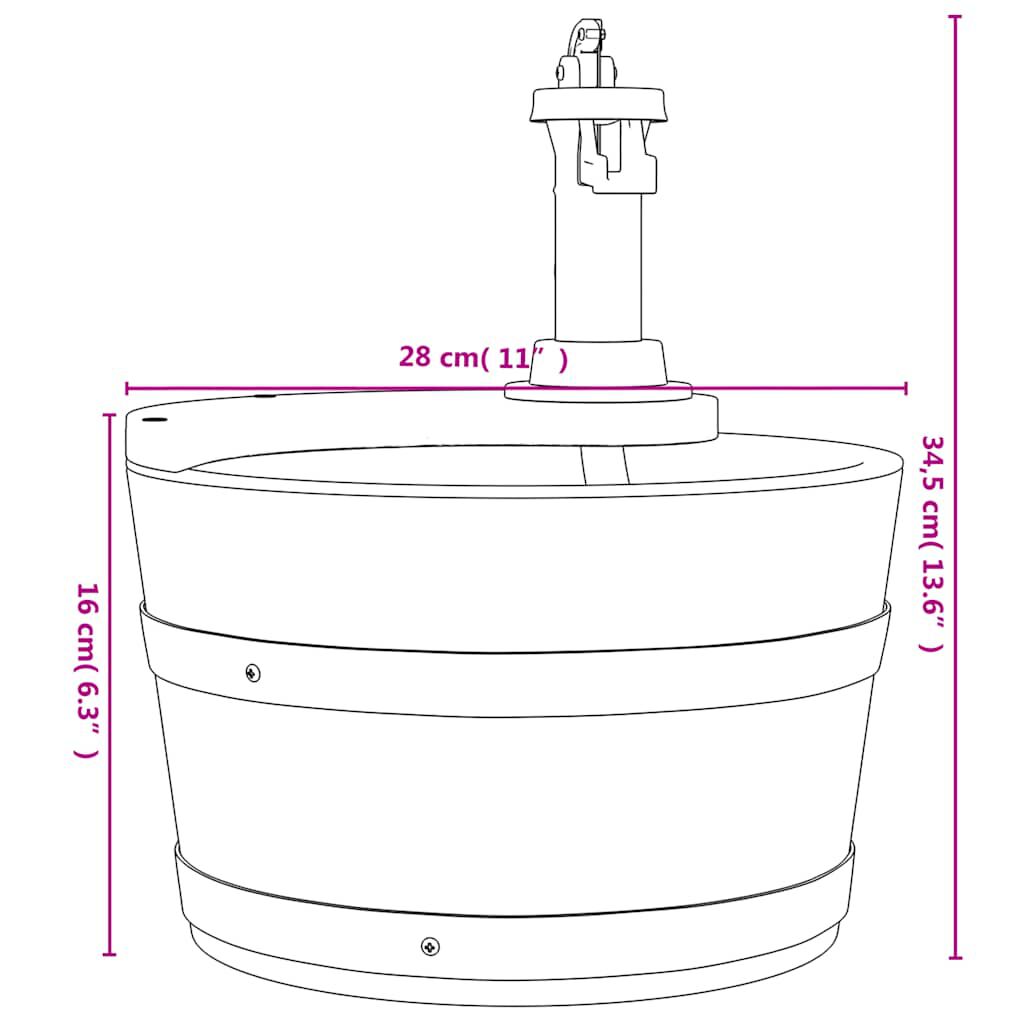 Fontaine a eau avec pompe 44,5x44,5x58 cm Bois de sapin massif - www