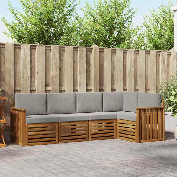 vidaXL Ensembles de canap&eacute;s avec coussin 5 pcs Gris Naturel et Clair