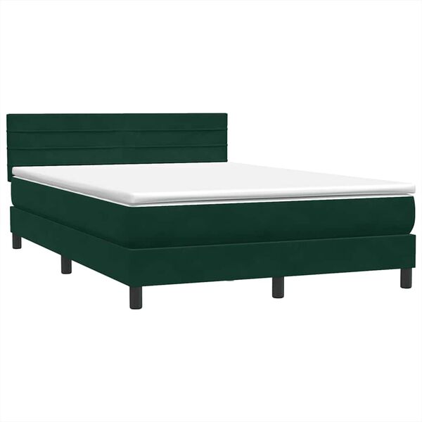 vidaXL Sommier &agrave; lattes de lit et matelas vert fonc&eacute; 160x210cm velours
