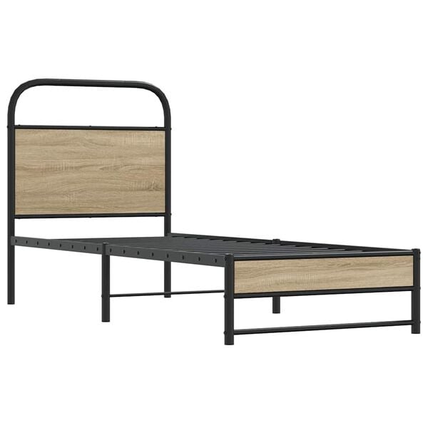 vidaXL Cadre de lit sans matelas 80x200cm ch&ecirc;ne fum&eacute; bois d'ing&eacute;nierie