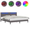 vidaXL Cadre de lit avec bandes LED Gris 200 x 200 cm Simili cuir