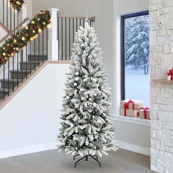 vidaXL Sapin de Noël artificiel avec 300 LED Blanc 93 x 93 x 240 cm
