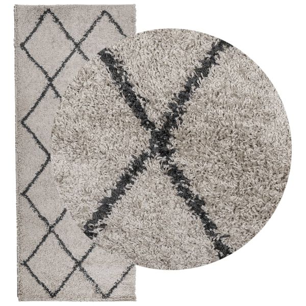 vidaXL Tapis shaggy &agrave; poils longs moderne beige anthracite 80x200 cm