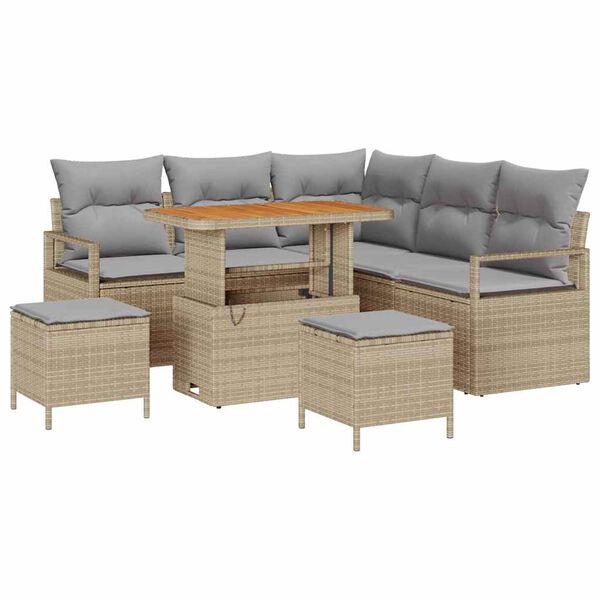 vidaXL Ensemble de canap&eacute; de jardin 8 pcs Beige et Gris clair
